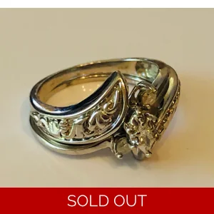 10kt White Gold Engagement & Wedding Band